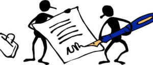 Disegno umo che firma contratto