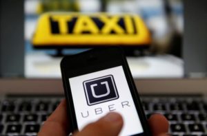 Smart phone Uber taxi