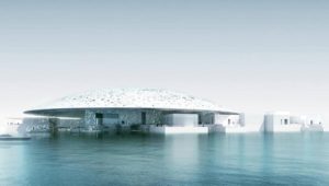 Veduta dal mare del Louvre Abu Dhabi