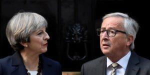 Britain's Prime Minister Theresa May welcomes Head of the European Commission, President Jean-Claude Juncker to Downing Street in London, Britain April 26, 2017. REUTERS/Hannah McKay