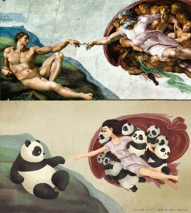 Reinterpretazione della Creazione di Adamo di Michelangelo